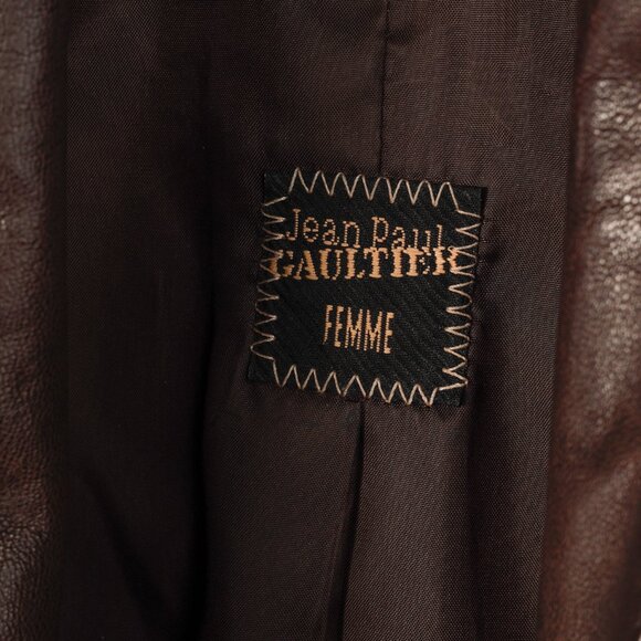 Jean Paul Gaultier Vintage Brown Turnlock Detail Leather Jacket - Picture 4 of 14
